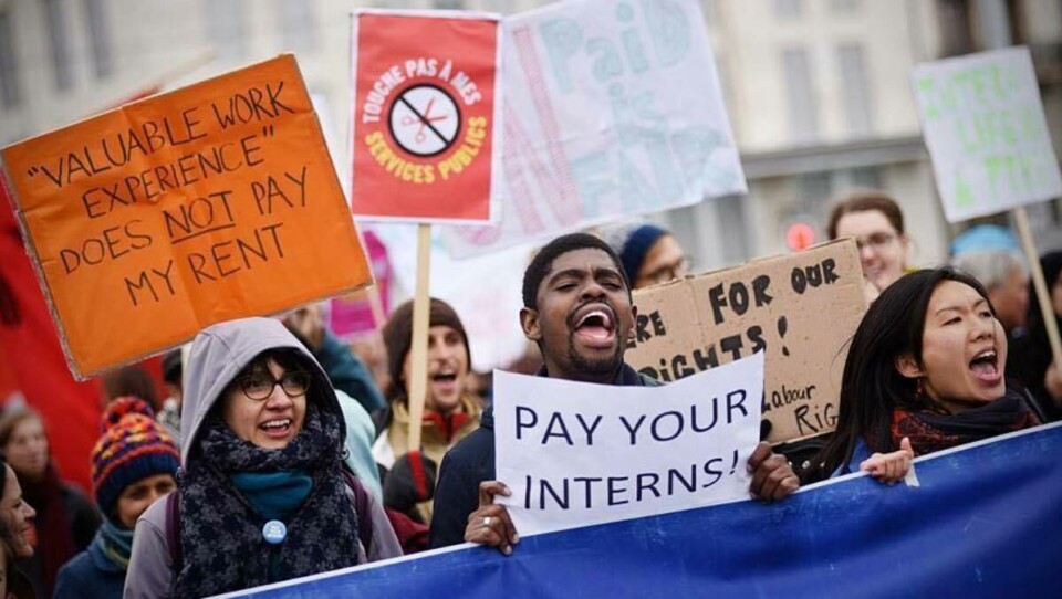 'Pay your interns': Klar tale fra en FFI-markering. 'Pay your interns': Klar tale fra en FFI-markering.