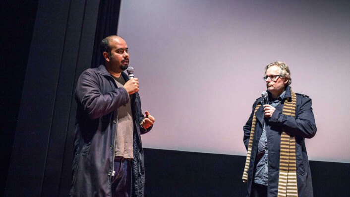 Colombianske Ciro Guerra og Lasse Skagen på visningen til Guerras siste film Imbrace of the Serpent. Colombianske Ciro Guerra og Lasse Skagen på visningen til Guerras siste film Imbrace of the Serpent.