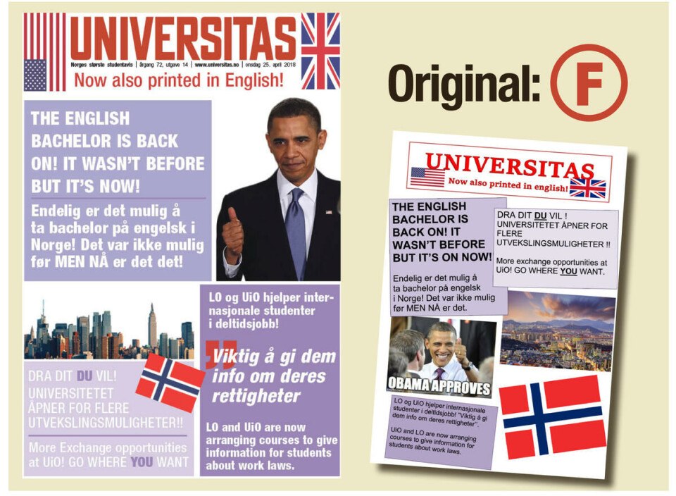 Studentpolitikernes drømmeforsider: Slik ville Universitas sett ut om studentpolitikerne fikk bestemme