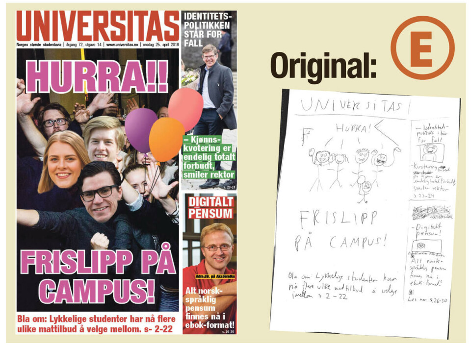 Studentpolitikernes drømmeforsider: Slik ville Universitas sett ut om studentpolitikerne fikk bestemme