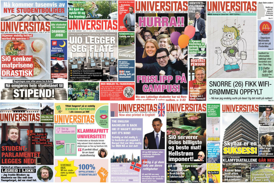 Studentpolitikernes drømmeforsider: Slik ville Universitas sett ut om studentpolitikerne fikk bestemme