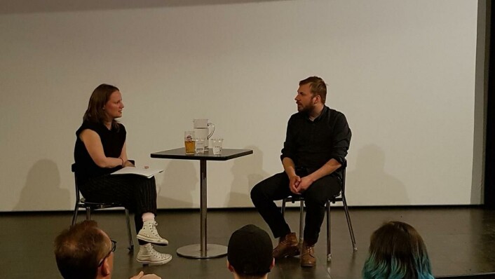 Cinema Neuf member Sissel Bjørkli interviewed director Hafsteinn Gunnar Sigurdsson. Photo courtesy of Cinema Neuf. Cinema Neuf member Sissel Bjørkli interviewed director Hafsteinn Gunnar Sigurdsson. Photo courtesy of Cinema Neuf.
