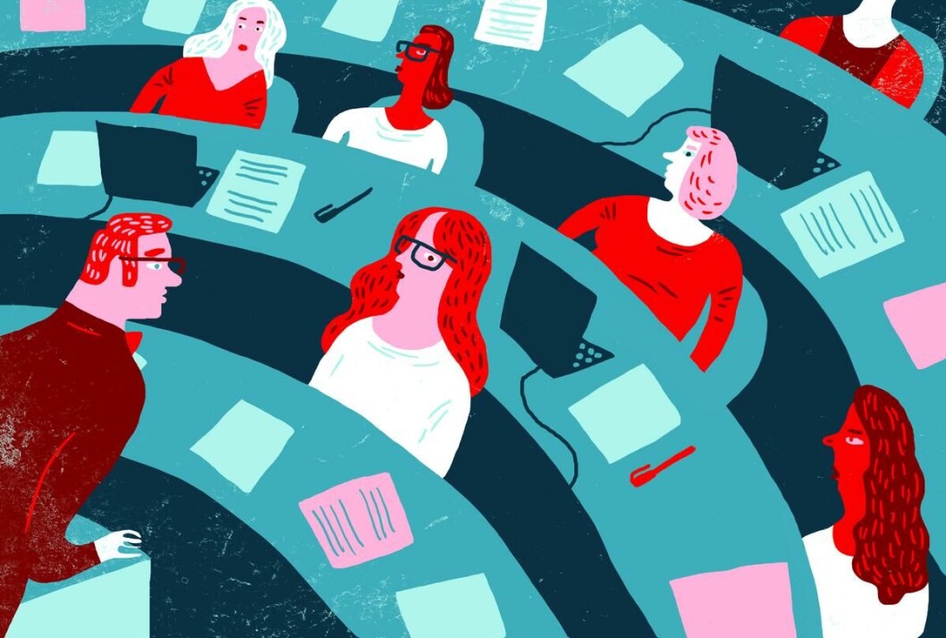Gender bias: Professor Høgberg knows that students, male and female, prefer a male professor, even when Høgberg couldn’t be better, Ingrid N. Ekeberg writes. Illustration: Øyvind Hovland. Gender bias: Professor Høgberg knows that students, male and female, prefer a male professor, even when Høgberg couldn’t be better, Ingrid N. Ekeberg writes. Illustration: Øyvind Hovland.