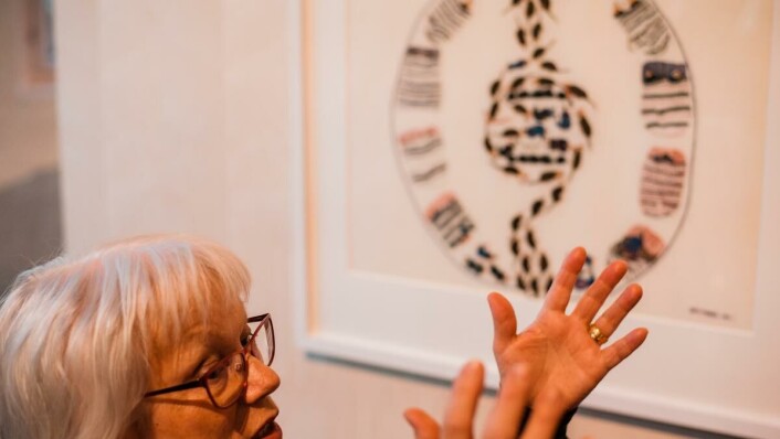 Britta Marakatt-Labba was born and raised in the Swedish side of Sápmi-land and one of the artists in the exhibition. «I debated as an artist in 1974-1975 and remember the Áltá-Guovdageino Action. People have taken our ore and most of our natural resources, and what are we left with?» Britta Marakatt-Labba was born and raised in the Swedish side of Sápmi-land and one of the artists in the exhibition. «I debated as an artist in 1974-1975 and remember the Áltá-Guovdageino Action. People have taken our ore and most of our natural resources, and what are we left with?»