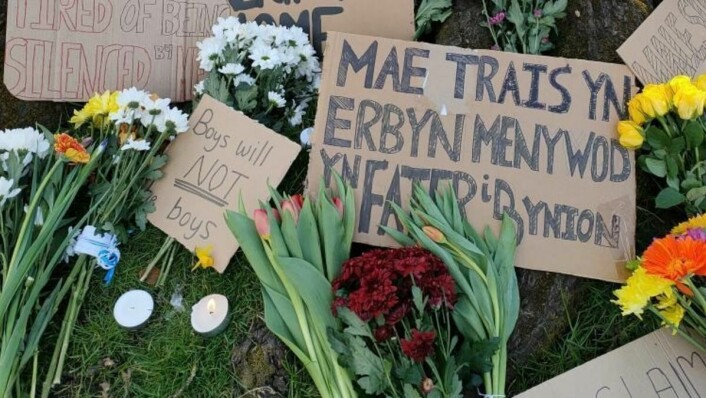 CLEAR MESSAGE: From a vigil for Sarah Everard in a local park in Cardiff.