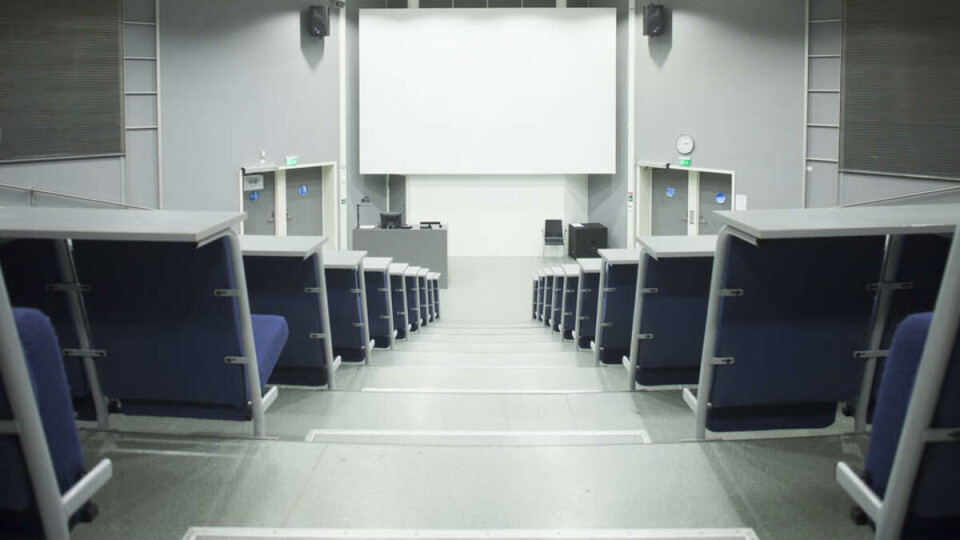 MODERNE: I Frydenlunds gamle produksjonslokaler i Pilestredet, har studentene ved Høgskolen i Oslo og Akershus blant annet forelesninger i Auditorium III. Auditoriet ble reist i 1998, med 4B Arkitekter som utformere.