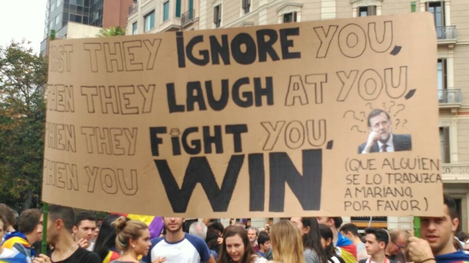 «They ignore you»: Separatistene nekter å gi opp drømmen om løsrivelse fra Spania. Foto: Anna Castro