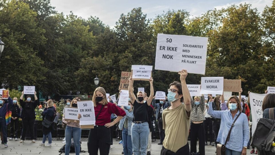 Protestors in front of the Norwegian parliament