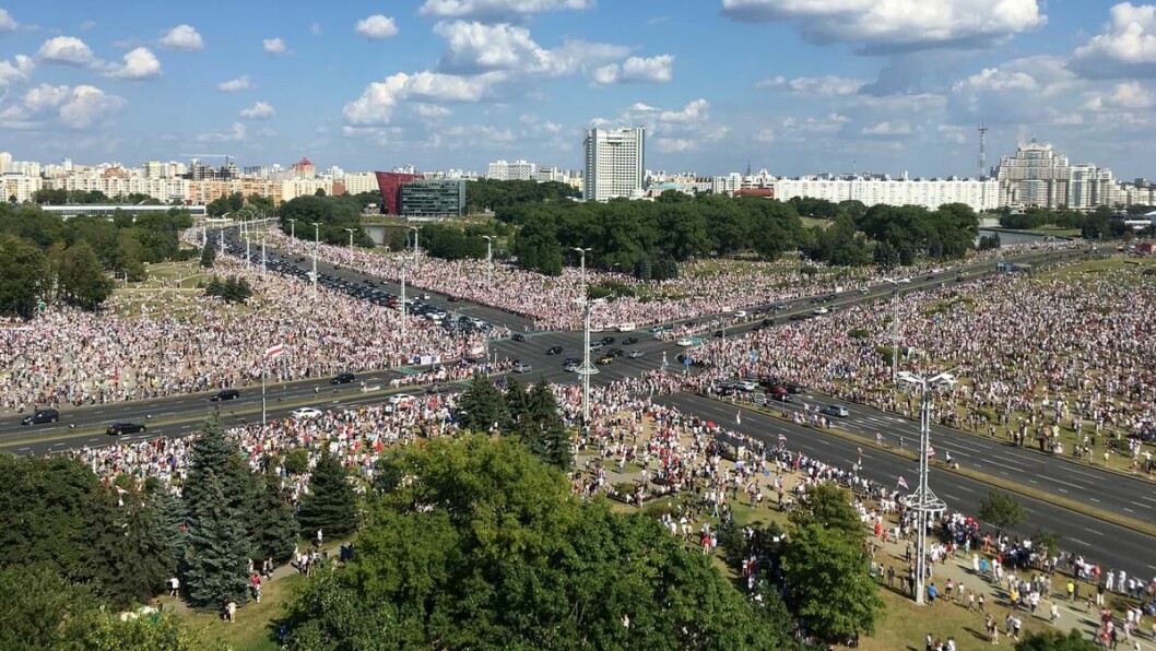 REVOLT: More than 100,000 people participated in Sunday’s protest in Minsk, according to AFP. The demonstration was one of several that have taken place since the presidential election on the 4th of August.