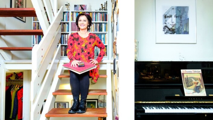 Hjemmekontor: Veslemøy Solberg er sin egen sjef fra hjemmet i Drammen. Ved pianoet lager hun og mannen musikk sammen. Kalkulatoren hun har i fanget er fra tiden som økonomistudent i Bergen, men brukes nå kun til egne regnskap. Hjemmekontor: Veslemøy Solberg er sin egen sjef fra hjemmet i Drammen. Ved pianoet lager hun og mannen musikk sammen. Kalkulatoren hun har i fanget er fra tiden som økonomistudent i Bergen, men brukes nå kun til egne regnskap.