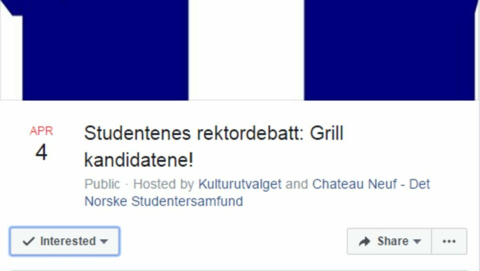 Studentenes rektordebatt?: Eller studentpolitikernes? Foto: Skjermdump