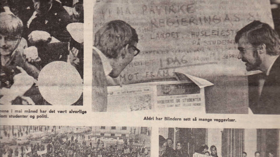 MOMSKAMP: Universitas nr. 4 1970. – Det er klart at de forslag som beregningsutvalget nå har kommet med kan splitte studentene, om vi ikke ettertrykkelig står fast på kravene om 110 kroner i stipend og 150 kr økte lån pr. måned, sa formann i Norsk Studentunion Ole-Erik Yrvin i 1970.