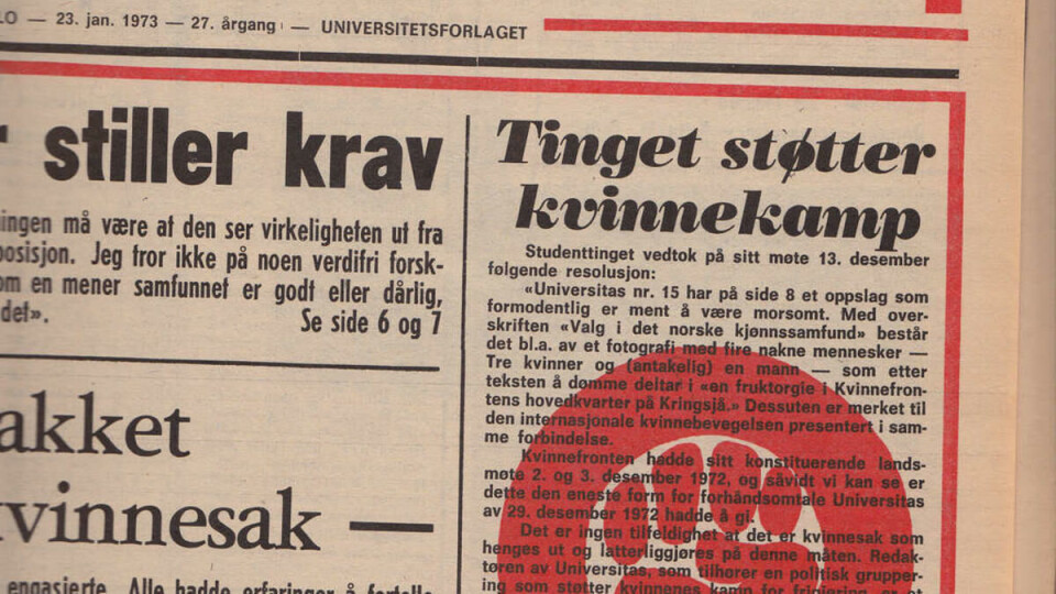 MOMSKAMP: Universitas nr. 4 1970. – Det er klart at de forslag som beregningsutvalget nå har kommet med kan splitte studentene, om vi ikke ettertrykkelig står fast på kravene om 110 kroner i stipend og 150 kr økte lån pr. måned, sa formann i Norsk Studentunion Ole-Erik Yrvin i 1970.