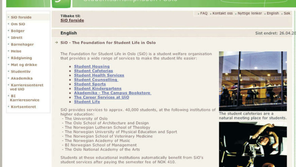 Few webpages translated