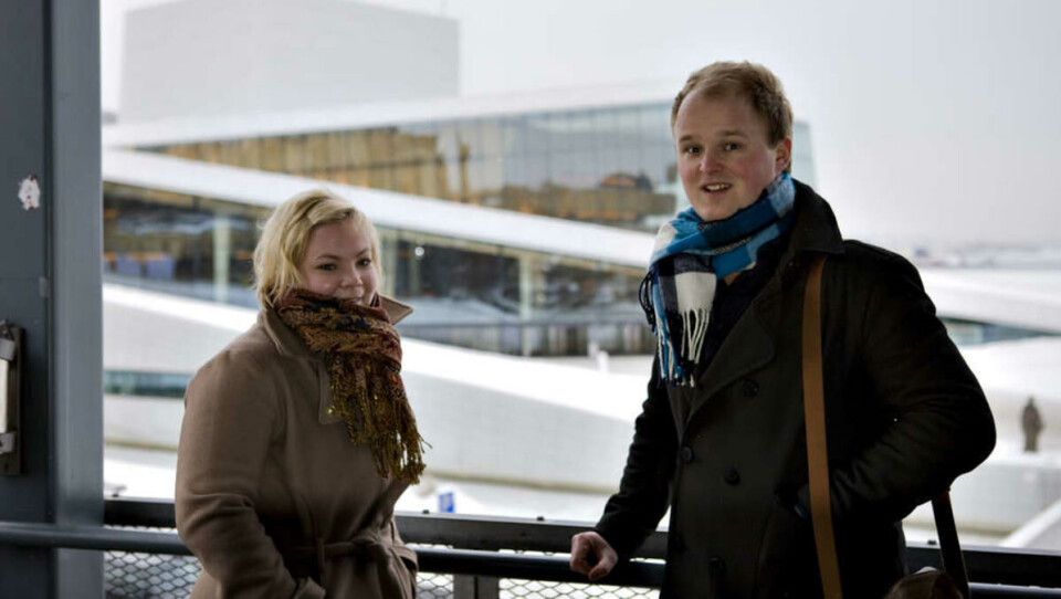 ØYNER MULIGHETER: Mari Berdal Djupvik, leder i Velferdstinget og Fredrik Refsnes, styreleder i Studentskipnaden i Oslo, øyner muligheten for studentboliger i Bjørvika.