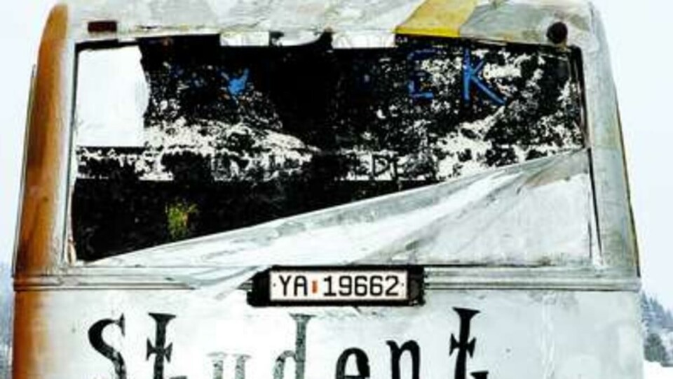 1980 SKANIA: Den forrige leietakeren dekket bussen med aliminumsfolie, og det begynner å miste taket.