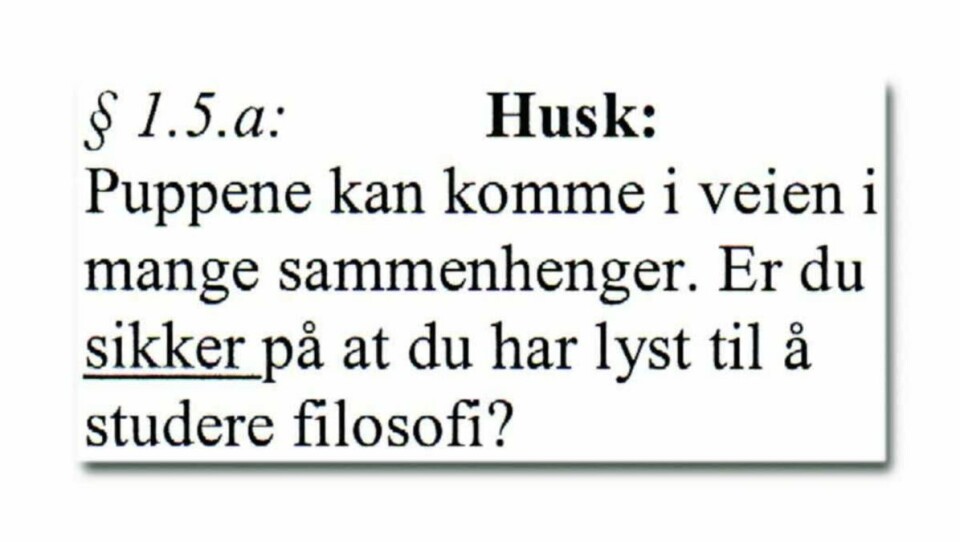 KRITISK: Faksimile fra utkast til kontrakt for filosofistudenter.