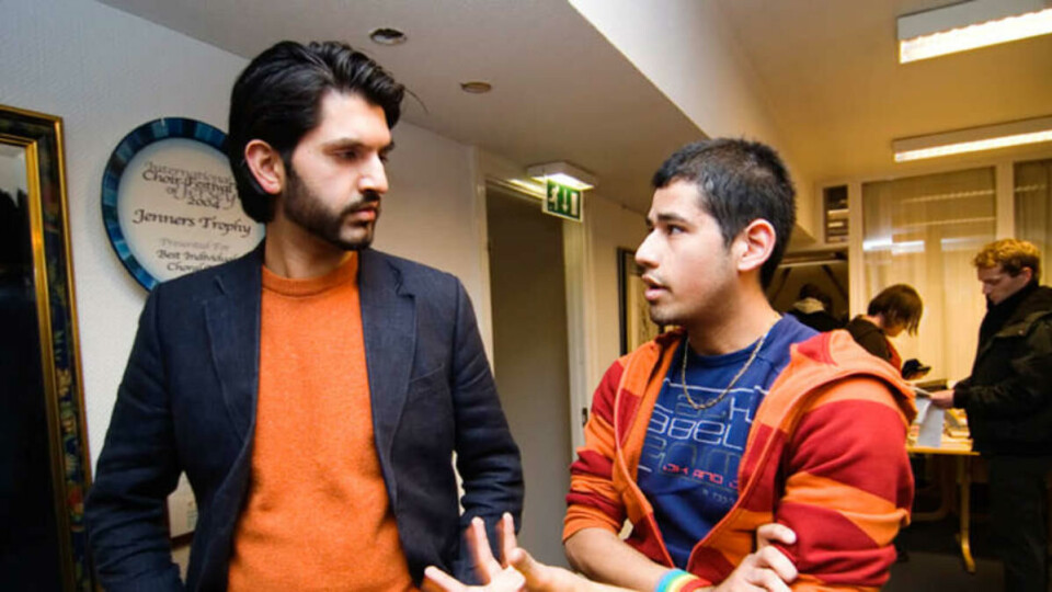 TØFF DISKUSJON: Andrès Lekanger (t.h) og Skeivt Forum inviterte Usman Rana fra Muslimsk Studentersamfunn til debatt om homofili forrige uke.