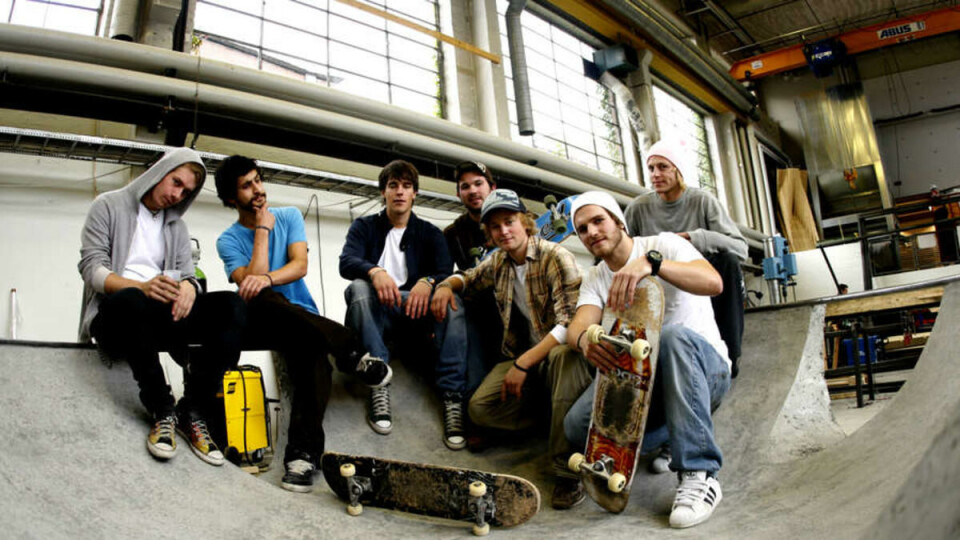 RAMPEGUTTA: (f.v.) Hans-Kristian Hagen, Navid Navid, Mats Resch, Anders Almesveen, Sindre Blakar, Magnus Næss og Nikolai Gyllenhammar i stolt skatepositur.