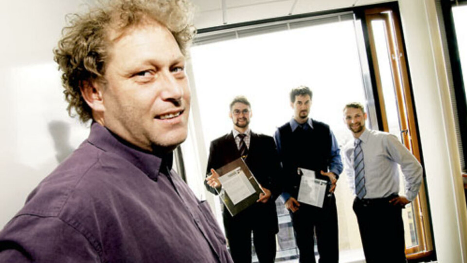 I vinden:Bellona–sjef Frederic Hauge mener Svein Kjetil Haugset, Ottar André Sanvik og Nicolai Løvdals prosjekt er morgendagens energiteknologi.
