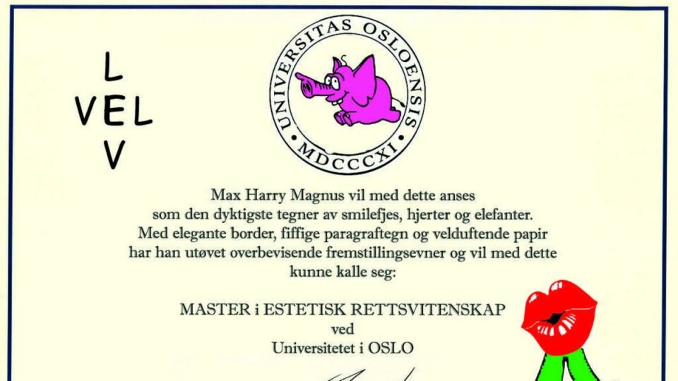 BACHELOR I BORDER?: Det sies at en Blindern-student en gang bestod eksamen, kun ved å tegne en rosa elefant. Hvorvidt slikt kan lede deg helt til et vitnemål, er vel heller tvilsomt.