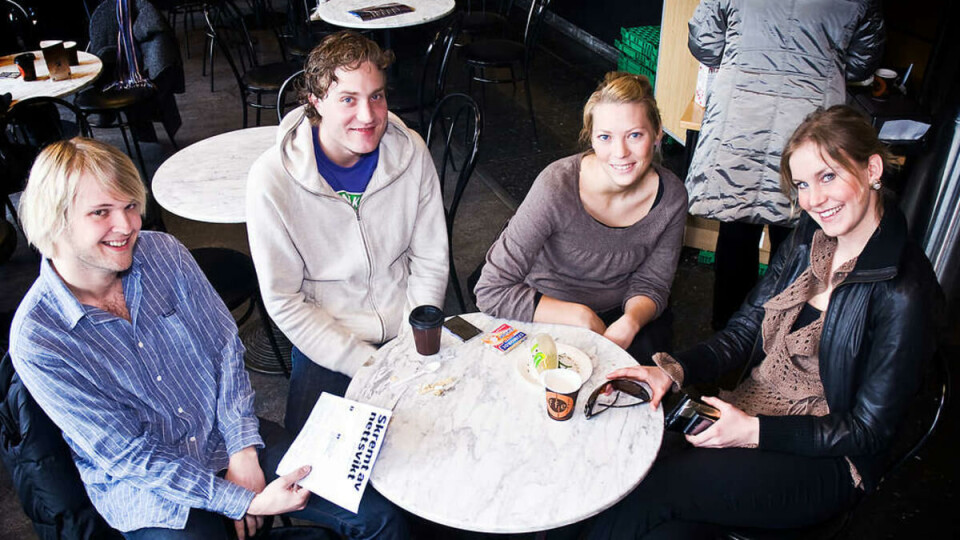 USIKKER GJENG: Kun to av disse fire SV-studentene stemmer under det pågående valget. Fra venstre: Karl Kristian Langeland, Jon Tvedt, Anniken Gurijordet og Maria Kjølstad.