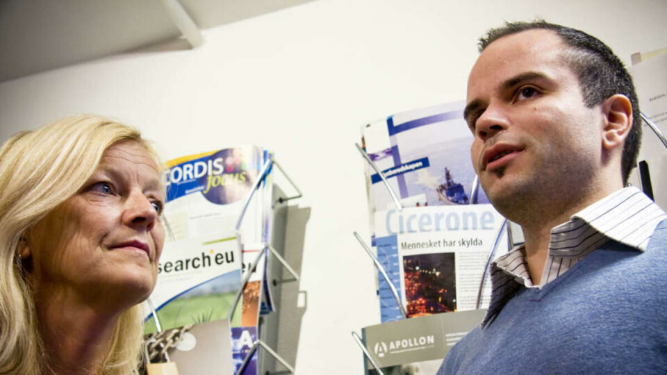 PROFILERER AKADEMISK KOMPETANSE: Torunn Nyland og Joakim Bakke formidler kontakt mellom masterstudenter og oppdragsgivere utenfor universitetet.