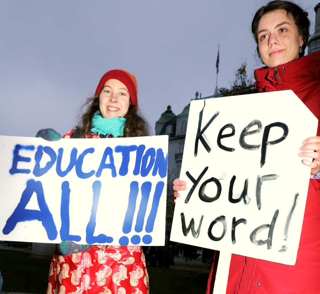<span class=" font-weight-bold" data-lab-font_weight_desktop="font-weight-bold">Utdanning for alle</span>: Studentene Hannah Stockem (26) og Majken Hove Jensen (29) mener det er usolidarisk å innføre skolepenger for studenter som kommer fra områder utenfor EU og EØS. <span class=" font-weight-bold" data-lab-font_weight_desktop="font-weight-bold">Utdanning for alle</span>: Studentene Hannah Stockem (26) og Majken Hove Jensen (29) mener det er usolidarisk å innføre skolepenger for studenter som kommer fra områder utenfor EU og EØS.