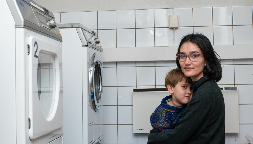 Viktig vaskeri: Barnefamilien på tre setter pris på den korte avstanden til vaskemaskinene. Dersom SiO fjerner dem blir distansen betydelig lengre.