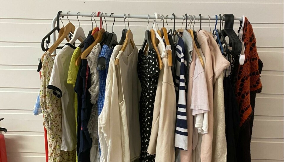 Clothes donated by students for “Brukthjørnet.”