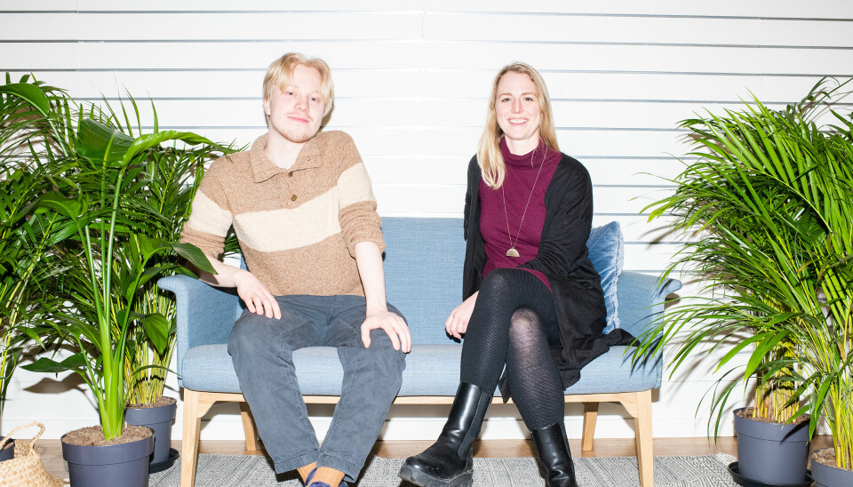 Mer klimafokus: Anne-Line Sandåker og Lucas Wenk-Wolff sammen på det grønne kontoret. Her skal professorer og studenter løse klimaproblematikk.