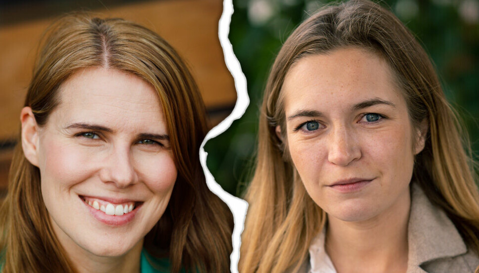 Uenige: Sirin Stav (MDG) og Mathilde Tybring Gjedde (Høyre).