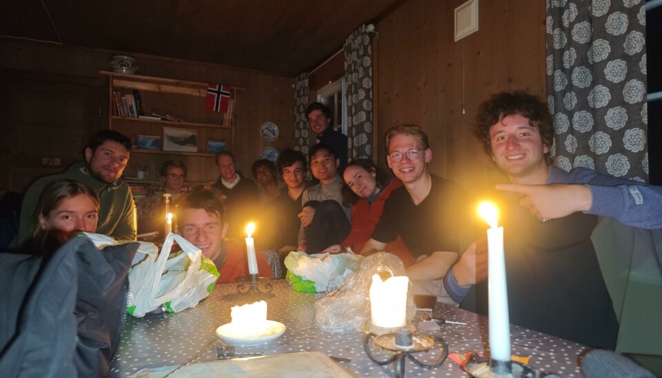 A group of students inside the cabin.