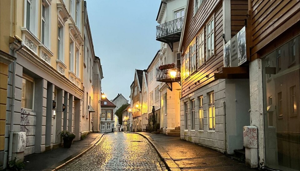 Rain in Bergen, Western Norway.