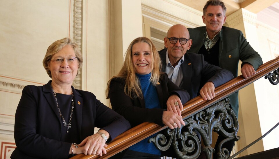 «TEAM HARBO»: Satser på tett dialog med studentene. Fra venstre: Hanne Flinstad Harbo, Christine Meklenborg, Morten Dæhlen og Bjørn Stensaker.