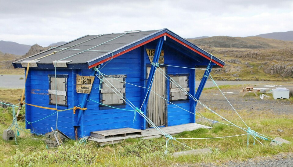 Hut, model blue. The ropes secure the house from blowing away in the harsh winds of the north. That's our best guess, at least...