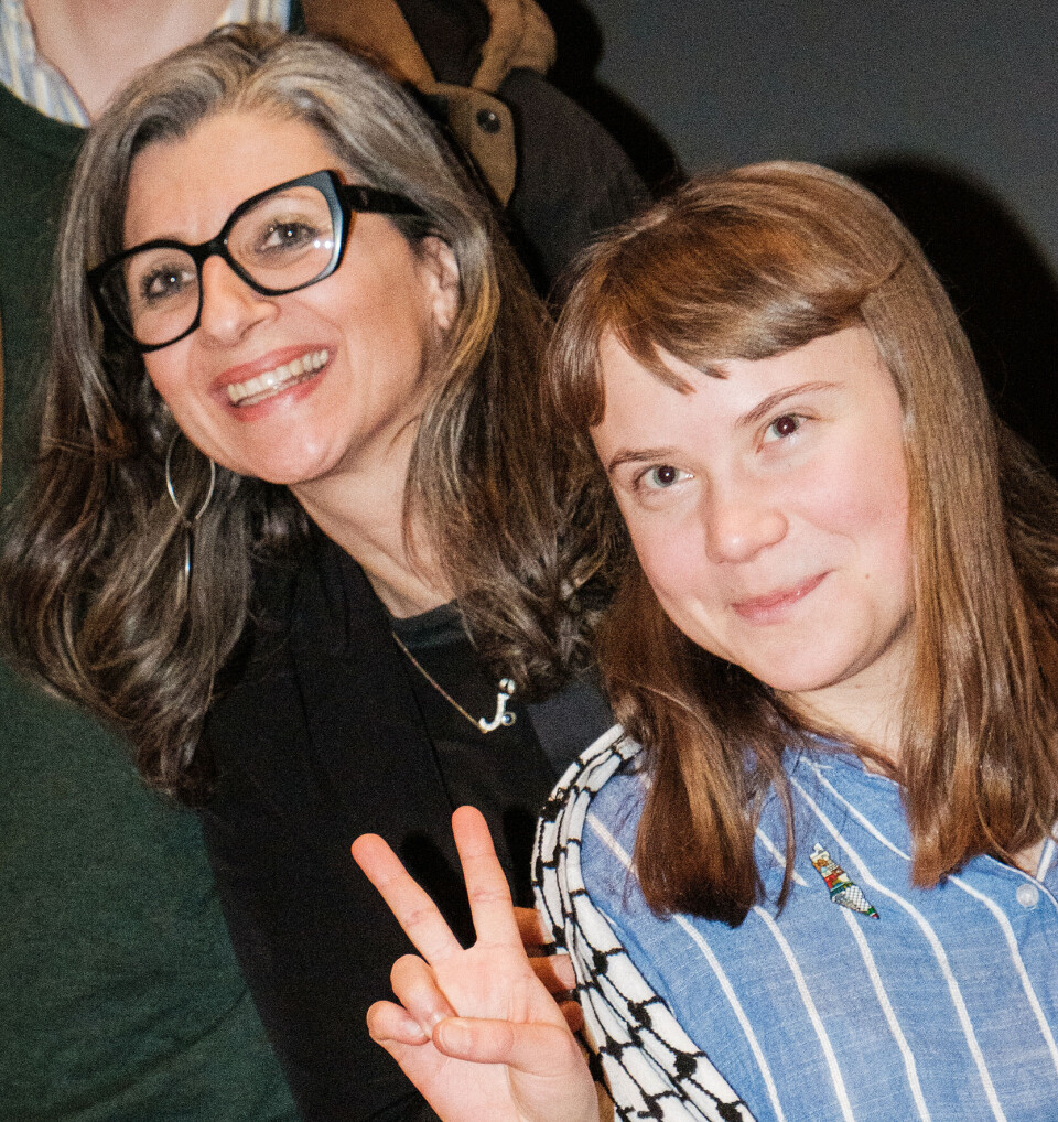 BESØK: Greta Thunberg og Francesca Albanese på besøk på Blindern måndag 10. februar.