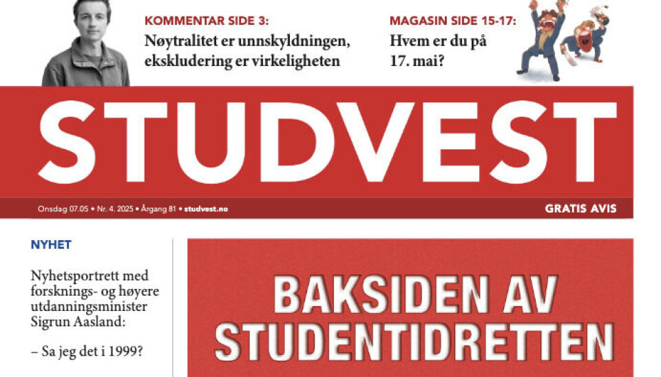 Skjermdump av Studvests nest siste utgave som papiravis.