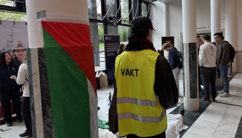 Demonstrasjon: Aktivistene i Oslo studentintifada markerte foran Kongsberg Gruppen.