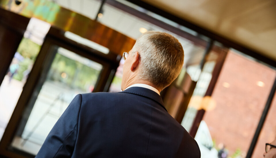 Finansminister Jens Stoltenberg under et besøk på UiO tidligere i høst.